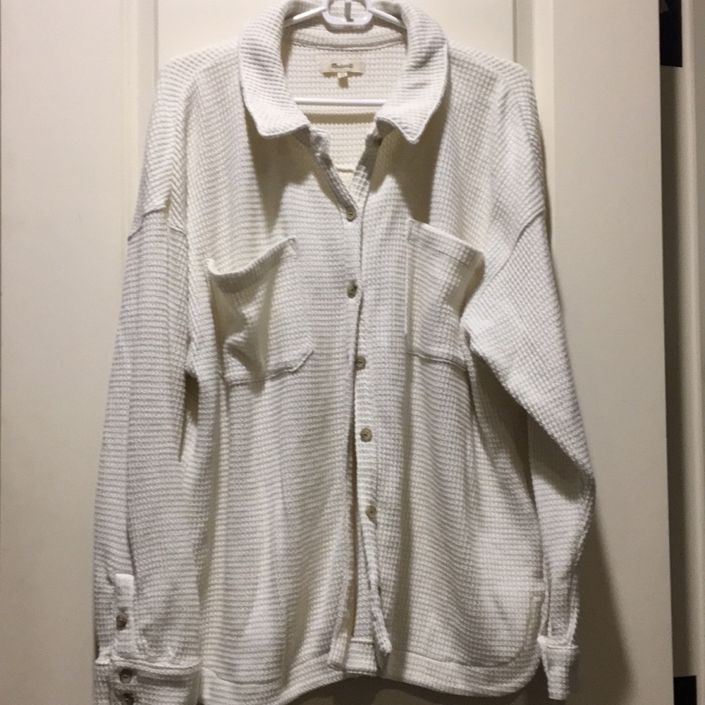 NWOT Madewell women Waffle button down Shirt Jacket Shacket long sleeve size XL